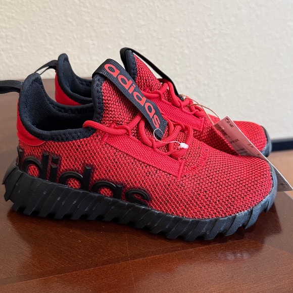 KIDS ADIDAS KAPTIR 3.0 SCARLETT BLACK LACE UP SNEAKERS SIZE 1 YOUTH NEW - Picture 2 of 11